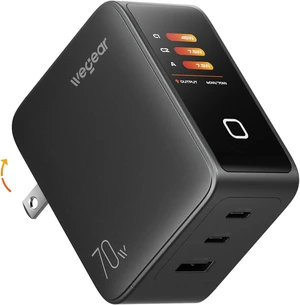 70W GaN USB C Charger Block with Smart Display & Touch Control 3-Port PD3.0 Fast Wall Charger Foldable Plug Power Adapter for MacBook Air/Pro iPhone 18/17/16 iPad Galaxy S25/S24 70W GaN USB C Charger Block with Smart Display & Touch Control 3-Port PD3.0 Fast Wall Charger Foldable Plug Power Adapter for MacBook Air/Pro iPhone 18/17/16 iPad Galaxy S25/S24