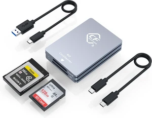 CFexpress Type B and SD Dual-Slot Memory Card Reader 10Gbps USB 3.2 Gen 2 Dual-Slot Aluminum Alloy CF Express Adapter with USB C to C/A Cable Compatible with Windows Mac Linux Android CFexpress Type B and SD Dual-Slot Memory Card Reader 10Gbps USB 3.2 Gen 2 Dual-Slot Aluminum Alloy CF Express Adapter with USB C to C/A Cable Compatible with Windows Mac Linux Android