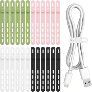 24Pcs Silicone Cable Ties Reusable Cord Organizer Straps 4 Colors 24Pcs Silicone Cable Ties Reusable Cord Organizer Straps 4 Colors