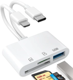 SD Card Reader for iPhone iPad USB C and Lightning Slots SD Card Adapter SD Card Reader for iPhone iPad USB C and Lightning Slots SD Card Adapter