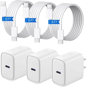 iPhone 18 17 16 15 Charger Fast Charging 3+3Pack USB C Charger & 6FT Cable iPhone 18 17 16 15 Charger Fast Charging 3+3Pack USB C Charger & 6FT Cable