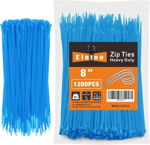 8 Inch Blue Zip Ties 1200 Pack Cable Ties 35 LBS 8 Inch Blue Zip Ties 1200 Pack Cable Ties 35 LBS