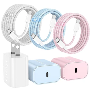 20W USB C Fast Charging for iPhone 17 Air/16/15 Pro Max 3Pack Colorful Mixed Charger Block with Braided Long USB C to C Cables (6/6/10ft) Compatible with iPhone16/15 Pro/15 Plus/iPad Pro 20W USB C Fast Charging for iPhone 17 Air/16/15 Pro Max 3Pack Colorful Mixed Charger Block with Braided Long USB C to C Cables (6/6/10ft) Compatible with iPhone16/15 Pro/15 Plus/iPad Pro