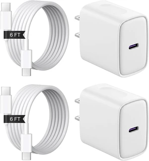 iPhone Duo 18 17 16 15 Charger 2+2Pack USB C Charger Block with 6FT Cable iPhone Duo 18 17 16 15 Charger 2+2Pack USB C Charger Block with 6FT Cable