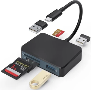 SD Card Reader Memory Card Reader for iPhone 17 with USB to USB-C Adapter SD Card Reader Memory Card Reader for iPhone 17 with USB to USB-C Adapter