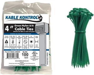 Kable Kontrol Cable Zip Ties 4 Inch 100 Pcs 18lbs Test Green Kable Kontrol Cable Zip Ties 4 Inch 100 Pcs 18lbs Test Green
