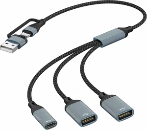 USB A Type C Multi-Port Adapter Cable 1FT USBC to USB Adapter Type A & USB C Male Expands 2 USB-A and 1 Type C Female Adapter for iPhone 17/16/15 MacBook Pro iPad Air Laptop PC and Tablet USB A Type C Multi-Port Adapter Cable 1FT USBC to USB Adapter Type A & USB C Male Expands 2 USB-A and 1 Type C Female Adapter for iPhone 17/16/15 MacBook Pro iPad Air Laptop PC and Tablet