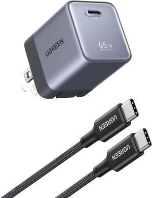 Nexode Air 65W USB C GaN Charger Block with 3.3ft Cable Black Nexode Air 65W USB C GaN Charger Block with 3.3ft Cable Black