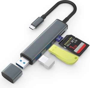 USB 3.0 SD Card Reader with Dual USB Ports USB C SD Card Reader for iPhone 15/iPad/Mac 4 Ports Read and Write Simultausly Memory Card Adapter for MacBook Pro/Air iMac Android S23 S22 USB 3.0 SD Card Reader with Dual USB Ports USB C SD Card Reader for iPhone 15/iPad/Mac 4 Ports Read and Write Simultausly Memory Card Adapter for MacBook Pro/Air iMac Android S23 S22
