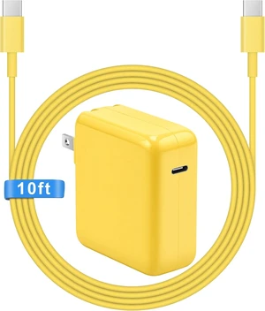 10FT Mac Book Pro Air Charger Long Type C Charging Cable with 96W 87W 61W USB Type C(USB-C) Fast Power Adapter Compatible with MacBook Air Pro and All USB-C Devices Yellow 10FT Mac Book Pro Air Charger Long Type C Charging Cable with 96W 87W 61W USB Type C(USB-C) Fast Power Adapter Compatible with MacBook Air Pro and All USB-C Devices Yellow