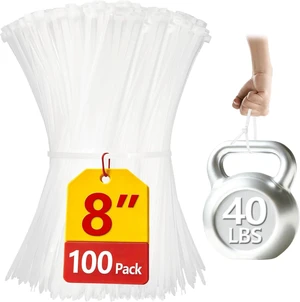 Clear Zip Ties 8 inch 100 Pack White Zip Ties 40lbs Zipties Clear White Cable Ties UV Resistant Wire Ties Plastic Ties Tie Wraps Clear Zip Ties 8 inch 100 Pack White Zip Ties 40lbs Zipties Clear White Cable Ties UV Resistant Wire Ties Plastic Ties Tie Wraps