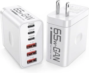 65W USB C Charger Block 2 Pack 6-Port PD Fast Wall Charger 65W USB C Charger Block 2 Pack 6-Port PD Fast Wall Charger