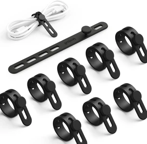 10 Pack Silicone Cable Ties Cord Organizer - Wire Management Wraps 10 Pack Silicone Cable Ties Cord Organizer - Wire Management Wraps