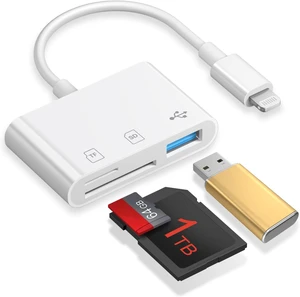 SD Card Reader for iPhone 14/13/12/11 3-in-1 Lightning to SD Card Reader SD Card Reader for iPhone 14/13/12/11 3-in-1 Lightning to SD Card Reader