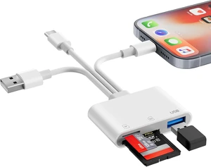 SD Card Reader for iPhone iPad Mac USB C & Lightning & USB-A 3 in 1 MircoSD/SD Adapter for Digital Camera USBC USB A Memory Card Reader for All Device/Type C Phone/Laptop/Computer SD Card Reader for iPhone iPad Mac USB C & Lightning & USB-A 3 in 1 MircoSD/SD Adapter for Digital Camera USBC USB A Memory Card Reader for All Device/Type C Phone/Laptop/Computer