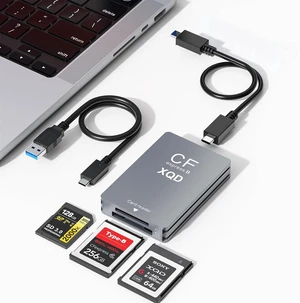 10Gbps CFexpress/XQD/SD Cards Reader 3-in-1 CFexpress Type B Card Readers Adapter XQD/SD Memory Card Reader USB 3.2 Gen 2 Support for Thunderbolt 3/4 Port for Professional Filmmakers Content Creators 10Gbps CFexpress/XQD/SD Cards Reader 3-in-1 CFexpress Type B Card Readers Adapter XQD/SD Memory Card Reader USB 3.2 Gen 2 Support for Thunderbolt 3/4 Port for Professional Filmmakers Content Creators