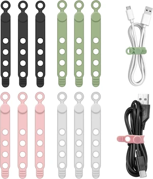Silicone Cable Ties for Cord Organizer Cable Management Ties with Lock Buckle Elastic Cable Wraps Management for Multipurpose Cables Travel Essentials for Bundling and Fastening (12 4 Colors) Silicone Cable Ties for Cord Organizer Cable Management Ties with Lock Buckle Elastic Cable Wraps Management for Multipurpose Cables Travel Essentials for Bundling and Fastening (12 4 Colors)