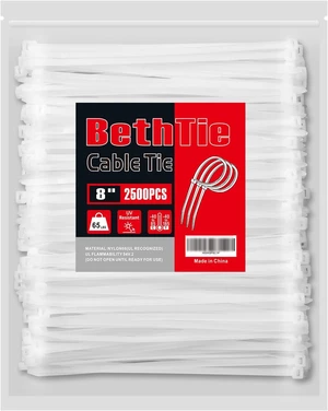 8 Inch White Zip Ties 2500 Pcs 65 LBS UV Resistant Cable Ties 8 Inch White Zip Ties 2500 Pcs 65 LBS UV Resistant Cable Ties