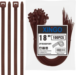 18 inch Brown Zip Ties Heavy Duty (100 Pack) Black 60lb Tensile Strength UV Resistant Cable Ties for indoor and outdoor use 18 inch Brown Zip Ties Heavy Duty (100 Pack) Black 60lb Tensile Strength UV Resistant Cable Ties for indoor and outdoor use