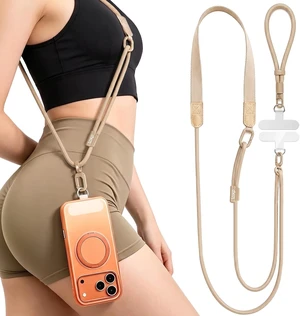Phone Lanyard Crossbody Adjustable with Wrist Strap & 2 Tabs Camel Phone Lanyard Crossbody Adjustable with Wrist Strap & 2 Tabs Camel