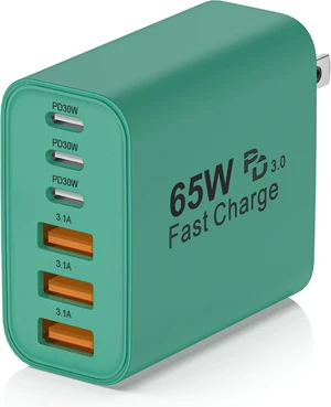 65W USB C Charger Block 6-Port Multi Device Fast Charger PD QC Wall Adapter 65W USB C Charger Block 6-Port Multi Device Fast Charger PD QC Wall Adapter