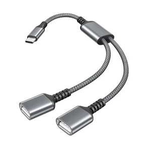 USB C Male to Dual USB Female Cable 1FT No Splitter OTG Adapter USB C Male to Dual USB Female Cable 1FT No Splitter OTG Adapter