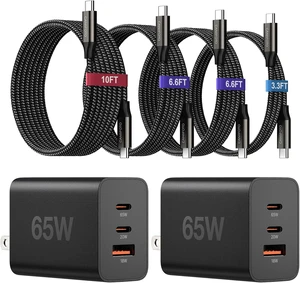 65W Super Fast Charger Type C 3-Port USB C Fast Charger PPS/PD/QC Block 65W Super Fast Charger Type C 3-Port USB C Fast Charger PPS/PD/QC Block