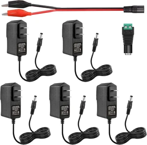 12V 1A Power Supply Power Adapters Lighting Low Voltage Transformers 5 Pack UL-Listed Power Cord with 5.5x2.5mm Tips AC 100-240V to DC 12V 1A for LED Strip Light Camera Router etc. 12V 1A Power Supply Power Adapters Lighting Low Voltage Transformers 5 Pack UL-Listed Power Cord with 5.5x2.5mm Tips AC 100-240V to DC 12V 1A for LED Strip Light Camera Router etc.