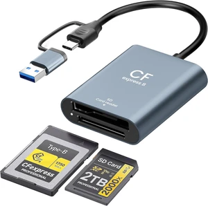 CFexpress Type B & SD Card Reader USB 3.2 10Gbps Dual Slot 2-in-1 USB-C/USB-A CFexpress Type B Adapter for Windows/Mac/Linux/Android Ideal for Photographers & Videographers CFexpress Type B & SD Card Reader USB 3.2 10Gbps Dual Slot 2-in-1 USB-C/USB-A CFexpress Type B Adapter for Windows/Mac/Linux/Android Ideal for Photographers & Videographers