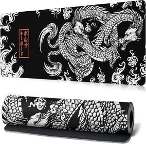 Black and White Mouse Pad Extra Large Gaming Mousepad Dragon Desk Mats Japanese Full Keyboard Mat Computer Pad Desk Mat with Stitched Edges Non-Slip Desktop 31.5 x11.8 in Black and White Mouse Pad Extra Large Gaming Mousepad Dragon Desk Mats Japanese Full Keyboard Mat Computer Pad Desk Mat with Stitched Edges Non-Slip Desktop 31.5 x11.8 in