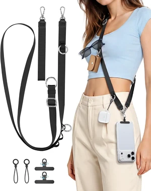 Phone Lanyard Crossbody Strap 3-in-1 Cell Phone Lanyard for Around The Neck with Detachable Wrist Strap Adjustable Hands-Free Teacher Lanyards for Women Men Travel Daily Cycling Black Phone Lanyard Crossbody Strap 3-in-1 Cell Phone Lanyard for Around The Neck with Detachable Wrist Strap Adjustable Hands-Free Teacher Lanyards for Women Men Travel Daily Cycling Black
