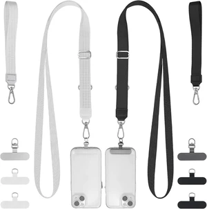 2 Set Phone Lanyard Set with 6 Patches Adjustable Lanyard Wrist Straps 2 Set Phone Lanyard Set with 6 Patches Adjustable Lanyard Wrist Straps