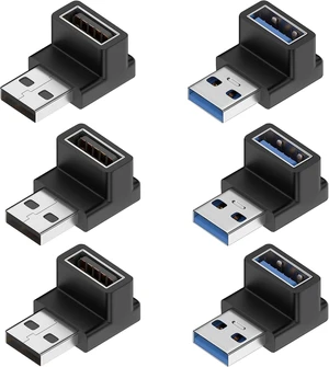 6 Pack 90 Degree USB 3.0 Adapter Right Angle USB A Male to Female USB L Shape OTG Connector Extender Support Data Sync (5Gbps) or Charge (15W) for PC Laptop Mouse desktops etc 6 Pack 90 Degree USB 3.0 Adapter Right Angle USB A Male to Female USB L Shape OTG Connector Extender Support Data Sync (5Gbps) or Charge (15W) for PC Laptop Mouse desktops etc