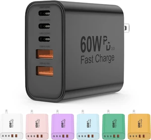60W USB C Charger Block Versatile iPhone Charger Black (1 Pack) 60W USB C Charger Block Versatile iPhone Charger Black (1 Pack)