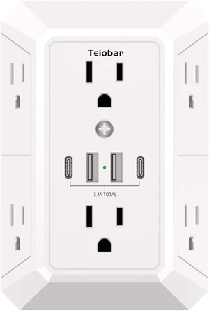Multi Plug Wall Outlet Surge Protector with 6-Outlet & 4 USB Ports(2USB-C) Multi Plug Wall Outlet Surge Protector with 6-Outlet & 4 USB Ports(2USB-C)