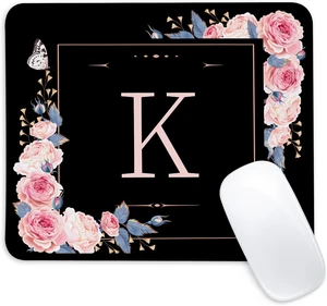 Letter K Black and Pink Flowers Square Mouse Pad Mouse Pad with Stitched Edge and Non-Slip Rubber Base Mouse Mat Home Office Decor Desk Accessories 9.4x7.8x0.12 inch Square Mouse Pad Letter K Black and Pink Flowers Square Mouse Pad Mouse Pad with Stitched Edge and Non-Slip Rubber Base Mouse Mat Home Office Decor Desk Accessories 9.4x7.8x0.12 inch Square Mouse Pad
