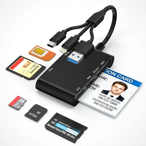 Military CAC & Government PIV Card Reader with USB-C/USB-A/Lightning 7-in-1 CAC/PIV Identity Reader SIM Card Reader SD/TF/Memory Stick Pro Duo/M2/MMC Adapter for iPhone Android Mac iPad Laptop PC Military CAC & Government PIV Card Reader with USB-C/USB-A/Lightning 7-in-1 CAC/PIV Identity Reader SIM Card Reader SD/TF/Memory Stick Pro Duo/M2/MMC Adapter for iPhone Android Mac iPad Laptop PC