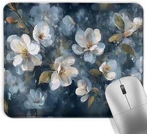 Navy Blue Vintage White Floral Square Mouse Pad Spring Cottagecore Magnolia Flower Botanical Mousepad Mat for Home Office Computer Gaming Desk Accessories 9.5x7.9 in Navy Blue Vintage White Floral Square Mouse Pad Spring Cottagecore Magnolia Flower Botanical Mousepad Mat for Home Office Computer Gaming Desk Accessories 9.5x7.9 in