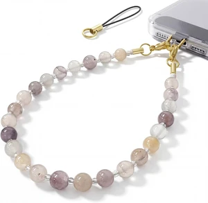 Natural Stone Phone Charm Beaded Phone Wrist Strap with Tether Tab Natural Stone Phone Charm Beaded Phone Wrist Strap with Tether Tab