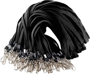 200 Pack Black Lanyards for ID Badges Bulk with Swivel Hook 200 Pack Black Lanyards for ID Badges Bulk with Swivel Hook