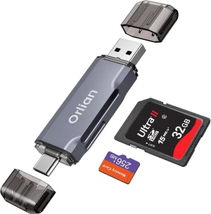 USB 3.0 SD Card Reader Dual Slots USB 3.0 Type C to Micro SD Card Adapter Memory Card Reader Adapter for MicroSD SDHC SDXC RS-MMC MMC Compatible with Laptop iPhone 16/15 MacBook Android (Gray) USB 3.0 SD Card Reader Dual Slots USB 3.0 Type C to Micro SD Card Adapter Memory Card Reader Adapter for MicroSD SDHC SDXC RS-MMC MMC Compatible with Laptop iPhone 16/15 MacBook Android (Gray)