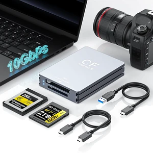 CFexpress Type B SD Card Reader 10Gbps Dual-Slot Memory Card Reader for Photographers USB 3.2 Gen 2 Type B CF Express Adapter with USB C to USB C/A Cable Compatible with Windows/Mac/Linux/Android CFexpress Type B SD Card Reader 10Gbps Dual-Slot Memory Card Reader for Photographers USB 3.2 Gen 2 Type B CF Express Adapter with USB C to USB C/A Cable Compatible with Windows/Mac/Linux/Android