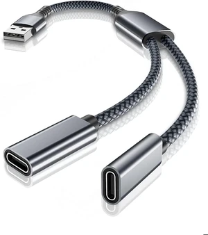 USB to Double USB C Female Adapter Type A Charger Cable Splitter USB to Double USB C Female Adapter Type A Charger Cable Splitter