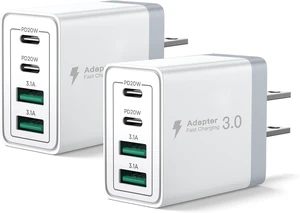 USB C Fast Charger Block 40W 4-Port USBC Wall Charger Plug 2Pack Type C Charger Fast Charging Blocks PD Power Adapter+QC USB Multiport Brick for iPhone 17/16/15/14/13/12 11/Pro Max iPad USB C Fast Charger Block 40W 4-Port USBC Wall Charger Plug 2Pack Type C Charger Fast Charging Blocks PD Power Adapter+QC USB Multiport Brick for iPhone 17/16/15/14/13/12 11/Pro Max iPad