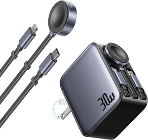 3-in-1 Retractable Charger Wall Plug for iPhone Watch Airpods &iPad 3-in-1 Retractable Charger Wall Plug for iPhone Watch Airpods &iPad