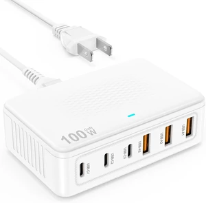 USB C Charger Block 100W GaN 6 Port Fast USB Charging Station Hub Wall Charger Power Adapter Plug Cube Brick for iPhone 17 16 15 14 13 12 11 Pro Max/iPad/Pixel/ Galaxy S25 S24 5FT Cord USB C Charger Block 100W GaN 6 Port Fast USB Charging Station Hub Wall Charger Power Adapter Plug Cube Brick for iPhone 17 16 15 14 13 12 11 Pro Max/iPad/Pixel/ Galaxy S25 S24 5FT Cord