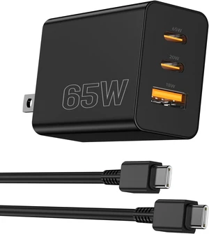 65W USB C Charger for S26 25 Ultra 3 Port GaN Type-C Wall Charger 65W USB C Charger for S26 25 Ultra 3 Port GaN Type-C Wall Charger