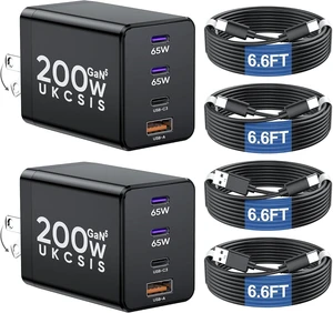2 Pack 200W USB C Charger Block Foldable GaN5 Dual 65W Fast Charger USB C 2 Pack 200W USB C Charger Block Foldable GaN5 Dual 65W Fast Charger USB C