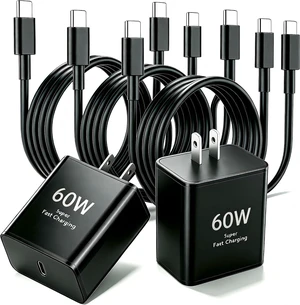 60W USB C Charger 2Pack 60 Watt Super Fast Charging Type-C Charger 60W USB C Charger 2Pack 60 Watt Super Fast Charging Type-C Charger