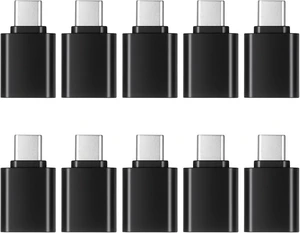 10 Pack USB C to USB3.0 Adapter 10Gbps/120W Type C Male to USB Female OTG Adapter for Charger PC Laptop Keyboard (Black) 10 Pack USB C to USB3.0 Adapter 10Gbps/120W Type C Male to USB Female OTG Adapter for Charger PC Laptop Keyboard (Black)